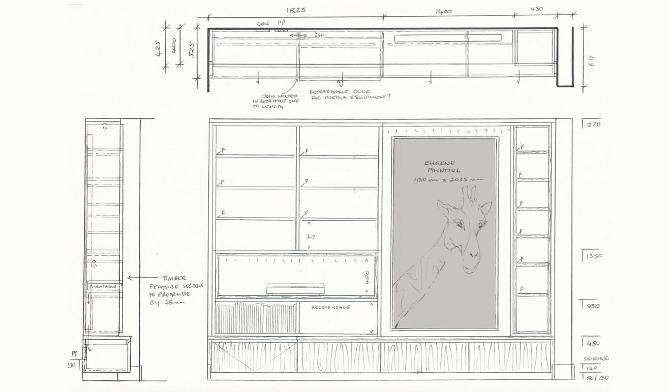 Cabinetry design sketch