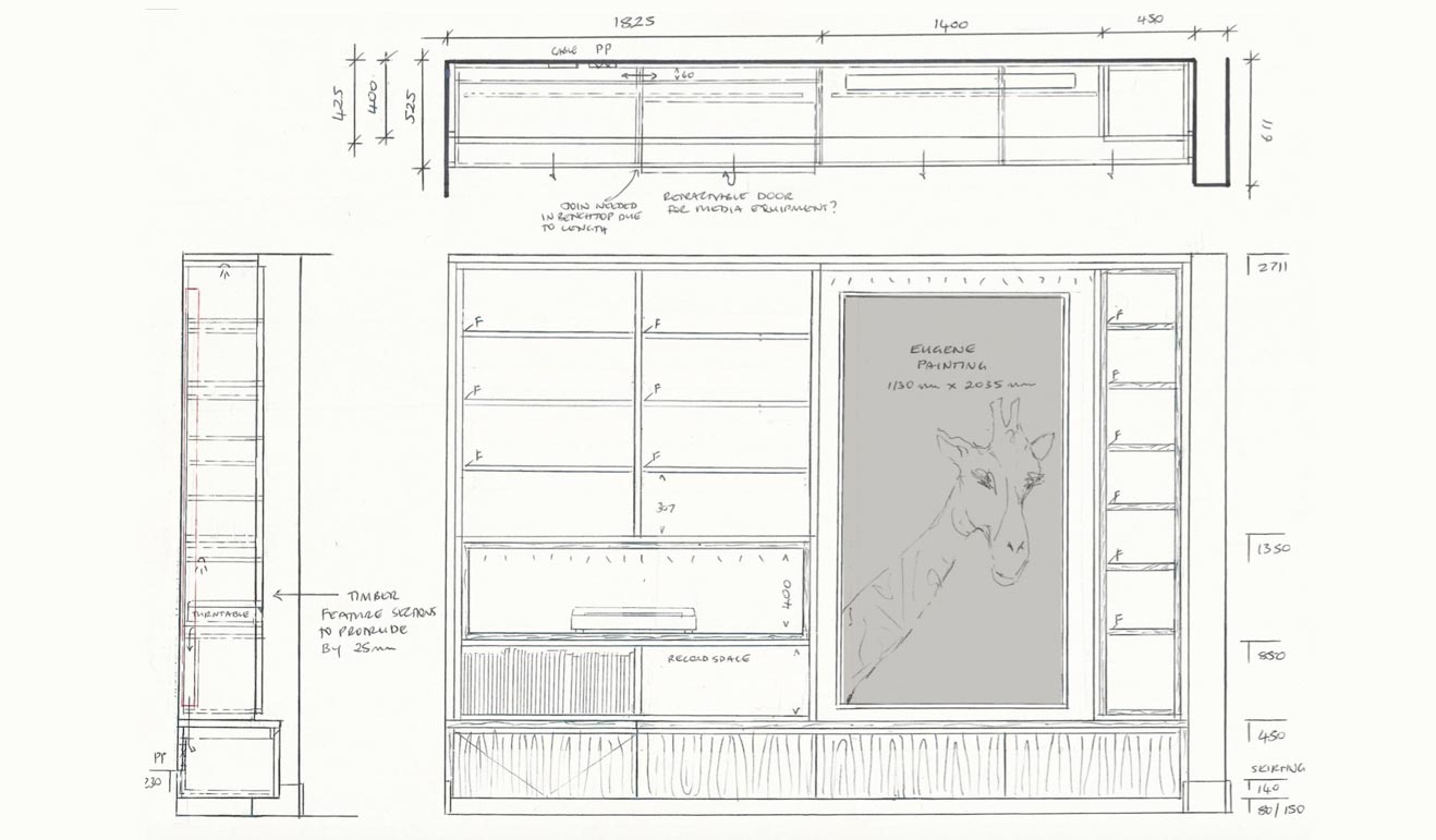 Cabinetry design sketch